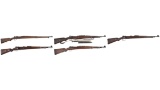 Five European Military Pattern Mauser Bolt Action Rifles