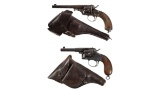Two German Military Single Action Reichs Revolvers with Holsters