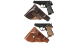 Two Walther Semi-Automatic Pistols with Holsters