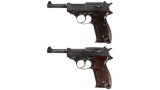 Two German World War II Walther P.38 Semi-Automatic Pistols