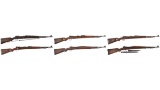 Six European Military Mauser Pattern Bolt Action Rifles