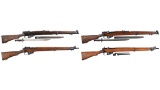 Four British Commonwealth Military Lee-Enfield Rifles