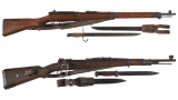 Two World War II Axis Military Bolt Action Rifles with Bayonets