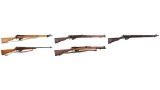 Five British Commonwealth Lee-Enfield Bolt Action Rifles