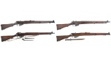 Four Lee-Enfield Bolt Action Rifles