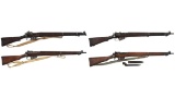 Four British Lee-Enfield Bolt Action Rifles