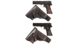 Two WWII German Proofed Semi-Automatic Pistols with Holsters