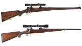 Two German Mauser Bolt Action Sporting Rifles with Scopes