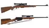 Two Winchester Lever Action Rifles with Scopes