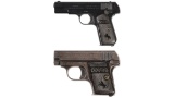 Two Colt Hammerless Semi-Automatic Pistols
