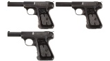 Three Savage Semi-Automatic Pocket Pistols