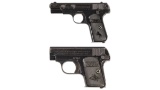 Two Colt Hammerless Semi-Automatic Pistols