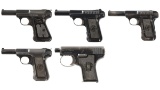 Five Semi-Automatic Pocket Pistols