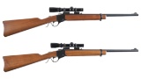 Two Shaner Upgraded Ruger No. 3 Single Shot Carbines with Scopes