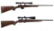 Two CZ Bolt Action Rifles with Scopes