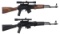 Two Romanian AK Style Semi-Automatic Rifles with Scopes
