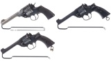 Three English Double Action Revolvers