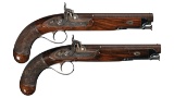 Engraved Pair of Hamburger & Co. Percussion Pistols