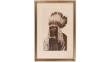 Rain-In-The-Face Framed Colorized Portrait by L.A. Huffman
