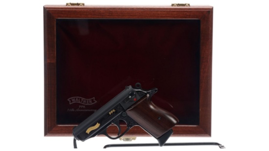 Engraved Walther PPK 75th Anniversary Pistol with Case