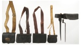 Five U.S. Martial Ammunition Pouches with Slings and a Bayonet