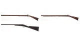 Three Antique Rifles and Powder Horns