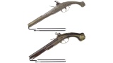 Two Ornate Muzzle Loading Pistols