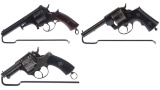 Three Antique European Double Action Revolvers