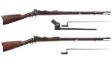 Two U.S. Springfield Trapdoor Cadet Rifles with Bayonets