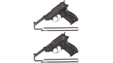 Two World War II German Walther P.38 Semi-Automatic Pistols