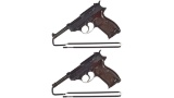 Two World War II German P.38 Semi-Automatic Pistols