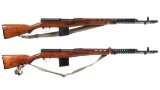 Two Soviet Tokarev SVT-40 Semi-Automatic Rifles