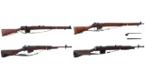 Four Lee-Enfield Pattern Bolt Action Rifles