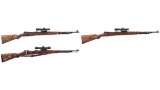 Three Scoped Model 98 Bolt Action Rifles