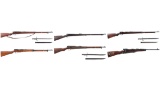 Six Japanese Manufactured Military Bolt Action Longarms