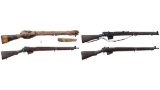 Four Lee-Enfield Pattern Military Bolt Action Rifles
