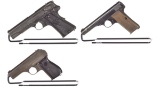 Three World War II German Occupation Semi-Automatic Pistols