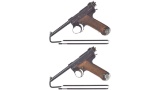 Two World War II Japanese Type 14 Semi-Automatic Pistols