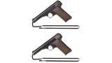 Two German Occupation FN Model 1922 Semi-Automatic Pistols