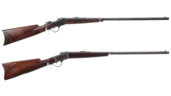 Two Antique Winchester Model 1885 Single Shot Low Wall Rifles
