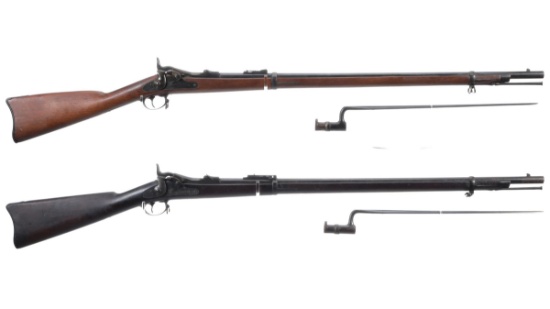Two U.S. Springfield Trapdoor Rifles with Bayonets