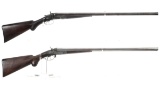 Two Antique American 10 Gauge Double Barrel Shotguns