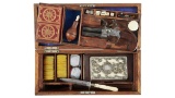 Cased Gambler Set with Wheeler Superposed Flintlock Pistol