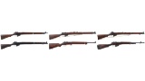 Six British Commonwealth Lee-Enfield Pattern Bolt Action Rifles