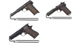 Three European Military Semi-Automatic Pistols with Holsters