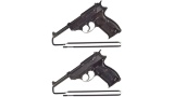 Two World War II German P.38 Semi-Automatic Pistols