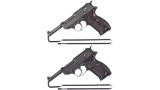 Two World War II German P.38 Semi-Automatic Pistols