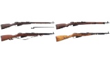 Four European Military Mosin Nagant Bolt Action Rifles