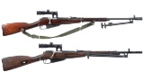 Two Mosin Nagant Bolt Action Long Guns with Scopes