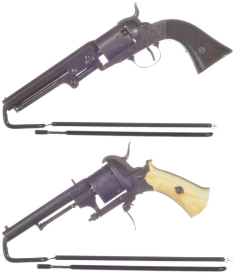 Two Engraved Antique Revolvers